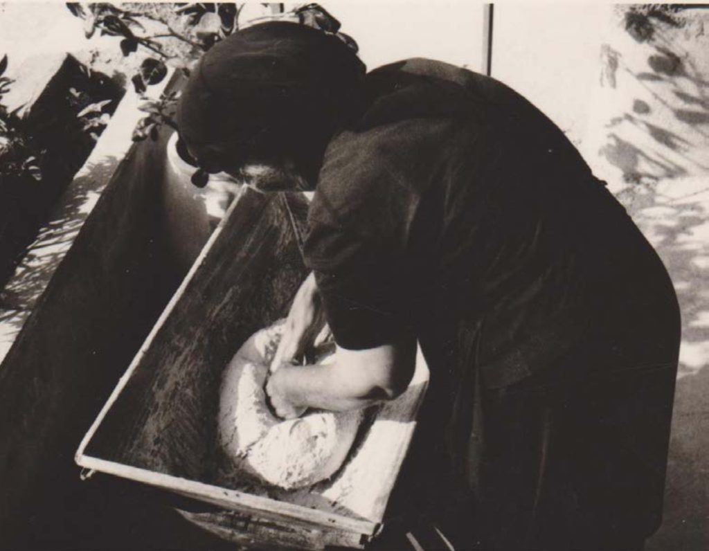 The kneading of bread